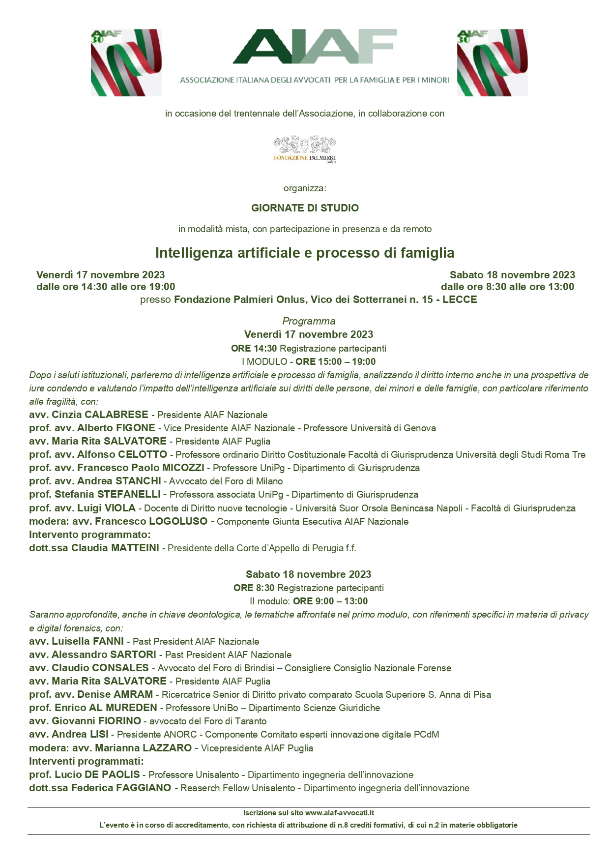 Giornate di studio "Intelligenza artificiale e processo di famiglia"